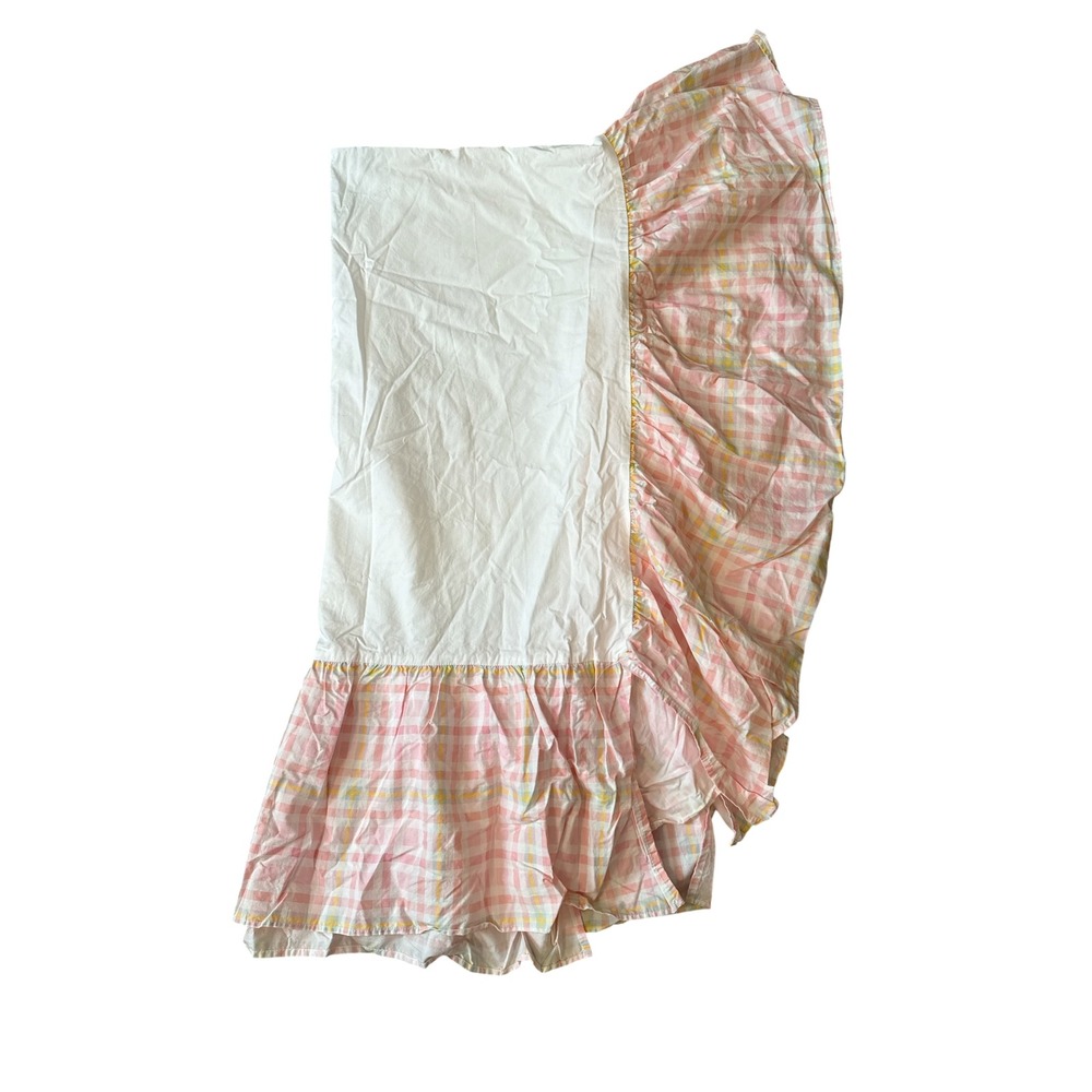 Pottery Barn Kids Crib Skirt Kids Crib Pink Gingham Ruffle Plaid Cotton